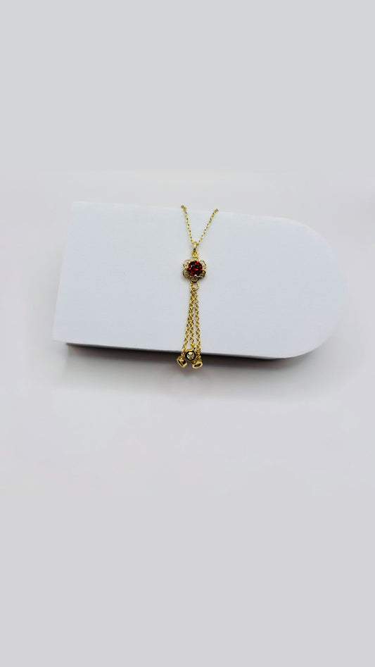 Collier fleur rouge